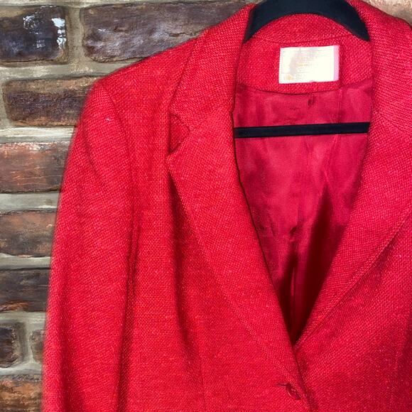 Pendleton Vintage 1960-70s Red 2-Button Wool Blazer Jacket Women's Size 10 - Picture 2 of 7